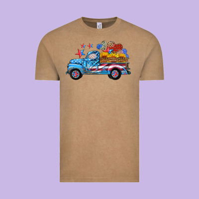 American Truck And Flag With Stars Vintage Tee Designed By Hra Design Shop