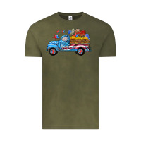 Vintage Olive american truck and flag with stars Vintage Tee - HRA Design Shop