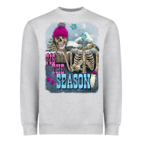 Heather Grey Winter tis the season skeleton Heavyweight Sweatshirt - FaDigitalArtStudio