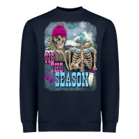Navy Winter tis the season skeleton Heavyweight Sweatshirt - FaDigitalArtStudio