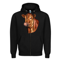Black red angus cattle cow Zipper Hoodie - LillyAllenDesigns