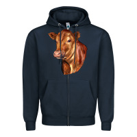 Navy red angus cattle cow Zipper Hoodie - LillyAllenDesigns