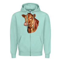Seafoam red angus cattle cow Zipper Hoodie - LillyAllenDesigns