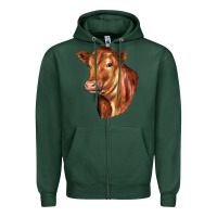 Sports Green red angus cattle cow Zipper Hoodie - LillyAllenDesigns