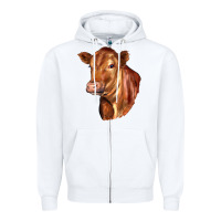 White red angus cattle cow Zipper Hoodie - LillyAllenDesigns