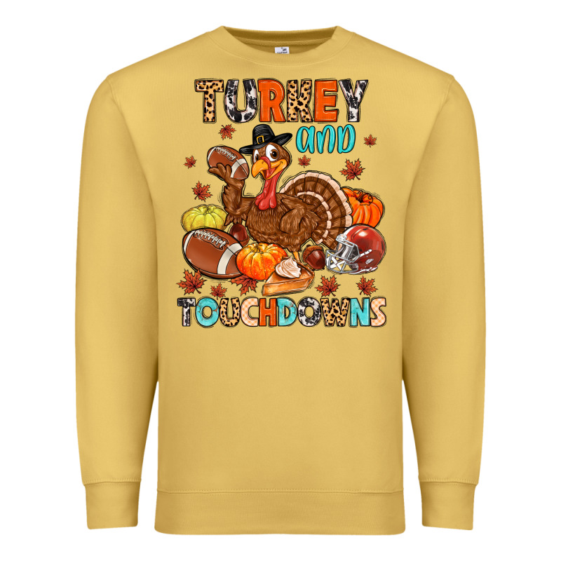 Turkey And Touchdowns Premium Sweatshirt by MaliasSmallBusiness | Teevron