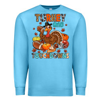 Ocean Blue turkey and touchdowns Premium Sweatshirt - MaliasSmallBusiness