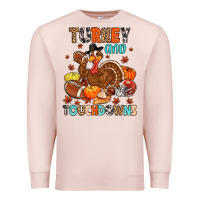 Pale Pink turkey and touchdowns Premium Sweatshirt - MaliasSmallBusiness