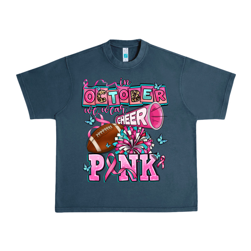 In October We Wear Cheer Pink Football Urban Heavy Tee by AdoDesignShop | Teevron