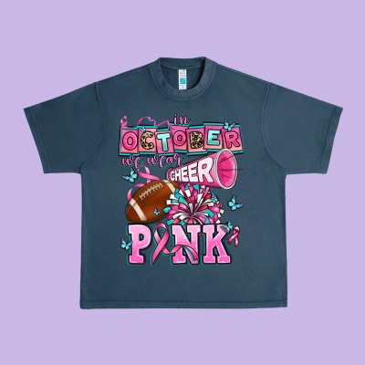 In October We Wear Cheer Pink Football Urban Heavy Tee Designed By Adodesignshop