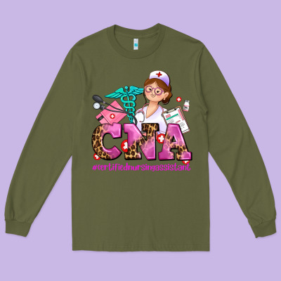 Cna Certified Nursing Assistant Long Sleeve Tee Designed By Adodesignshop