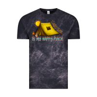Cloud Black camping is my happy place Vintage Tee - CowhideDigitalArt