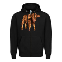 Black red angus calf Zipper Hoodie - LillyAllenDesigns