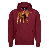 Burgundy red angus calf Zipper Hoodie - LillyAllenDesigns
