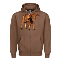 Chestnut red angus calf Zipper Hoodie - LillyAllenDesigns