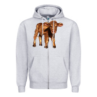 Heather Grey red angus calf Zipper Hoodie - LillyAllenDesigns