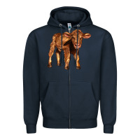 Navy red angus calf Zipper Hoodie - LillyAllenDesigns