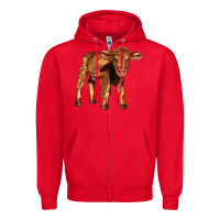 Red red angus calf Zipper Hoodie - LillyAllenDesigns
