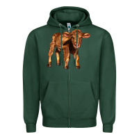 Sports Green red angus calf Zipper Hoodie - LillyAllenDesigns