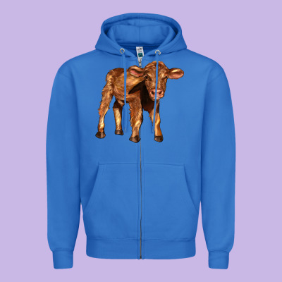 Red Angus Calf Zipper Hoodie Designed By Lillyallendesigns