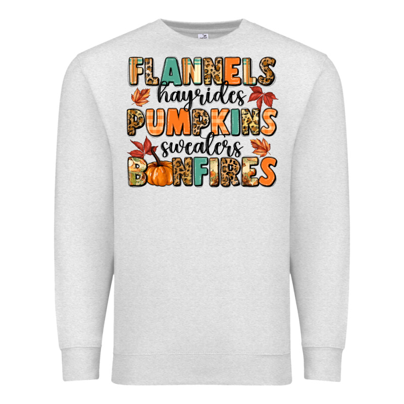 Flannels Hayrides Pumpkinsbonfires Premium Sweatshirt by MaliasSmallBusiness | Teevron