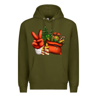 Army Green christmas santa claus peace hand Premium Hoodie - Jasminsmagicworld