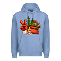Colony Blue christmas santa claus peace hand Premium Hoodie - Jasminsmagicworld