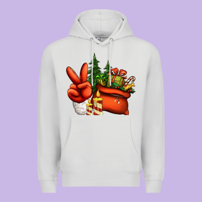 Christmas Santa Claus Peace Hand Premium Hoodie Designed By Jasminsmagicworld