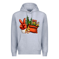 Heather Grey christmas santa claus peace hand Premium Hoodie - Jasminsmagicworld