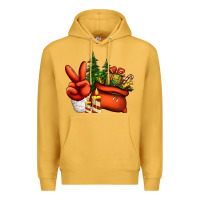 Mustard christmas santa claus peace hand Premium Hoodie - Jasminsmagicworld