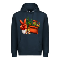 Navy christmas santa claus peace hand Premium Hoodie - Jasminsmagicworld