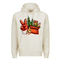 Oatmeal Heather christmas santa claus peace hand Premium Hoodie - Jasminsmagicworld