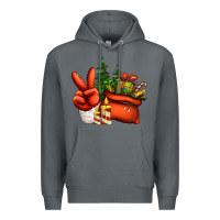 Rock christmas santa claus peace hand Premium Hoodie - Jasminsmagicworld