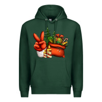 Sports Green christmas santa claus peace hand Premium Hoodie - Jasminsmagicworld