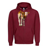 Burgundy simmental calf Zipper Hoodie - LillyAllenDesigns