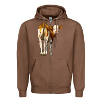 Chestnut simmental calf Zipper Hoodie - LillyAllenDesigns
