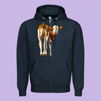 Simmental Calf Zipper Hoodie Designed By Lillyallendesigns