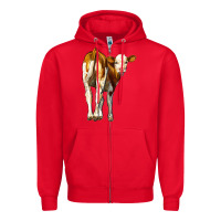 Red simmental calf Zipper Hoodie - LillyAllenDesigns