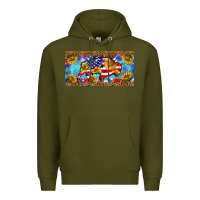 Army Green bison amerıcan flag  license plate template Premium Hoodie - BarkalooDesign