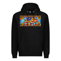 Black bison amerıcan flag  license plate template Premium Hoodie - BarkalooDesign