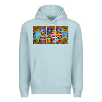 Blue Mist bison amerıcan flag  license plate template Premium Hoodie - BarkalooDesign