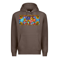 Coffee bison amerıcan flag  license plate template Premium Hoodie - BarkalooDesign