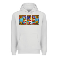 Dove Grey bison amerıcan flag  license plate template Premium Hoodie - BarkalooDesign