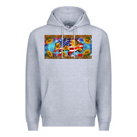 Heather Grey bison amerıcan flag  license plate template Premium Hoodie - BarkalooDesign