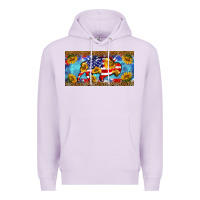 Lilac bison amerıcan flag  license plate template Premium Hoodie - BarkalooDesign