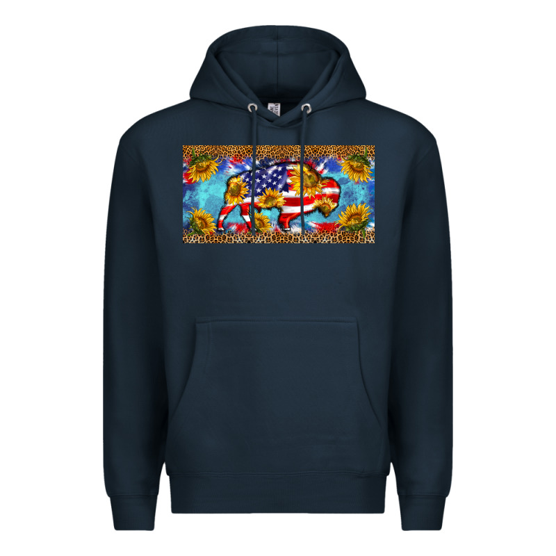Bison Amerıcan Flag  License Plate Template Premium Hoodie by BarkalooDesign | Teevron