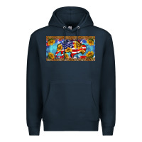 Navy bison amerıcan flag  license plate template Premium Hoodie - BarkalooDesign