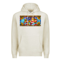 Oatmeal Heather bison amerıcan flag  license plate template Premium Hoodie - BarkalooDesign