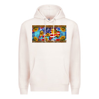 Pale Pink bison amerıcan flag  license plate template Premium Hoodie - BarkalooDesign