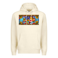 Sandshell bison amerıcan flag  license plate template Premium Hoodie - BarkalooDesign